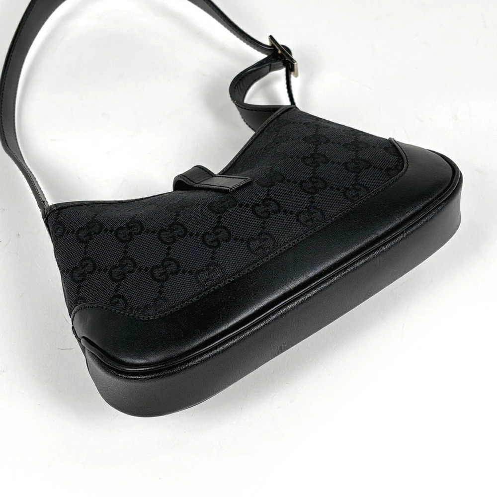 Gucci Jackie Shoulder Bag GG Handbag One Shoulder Hobo Canvas Black - Picture 2 of 7